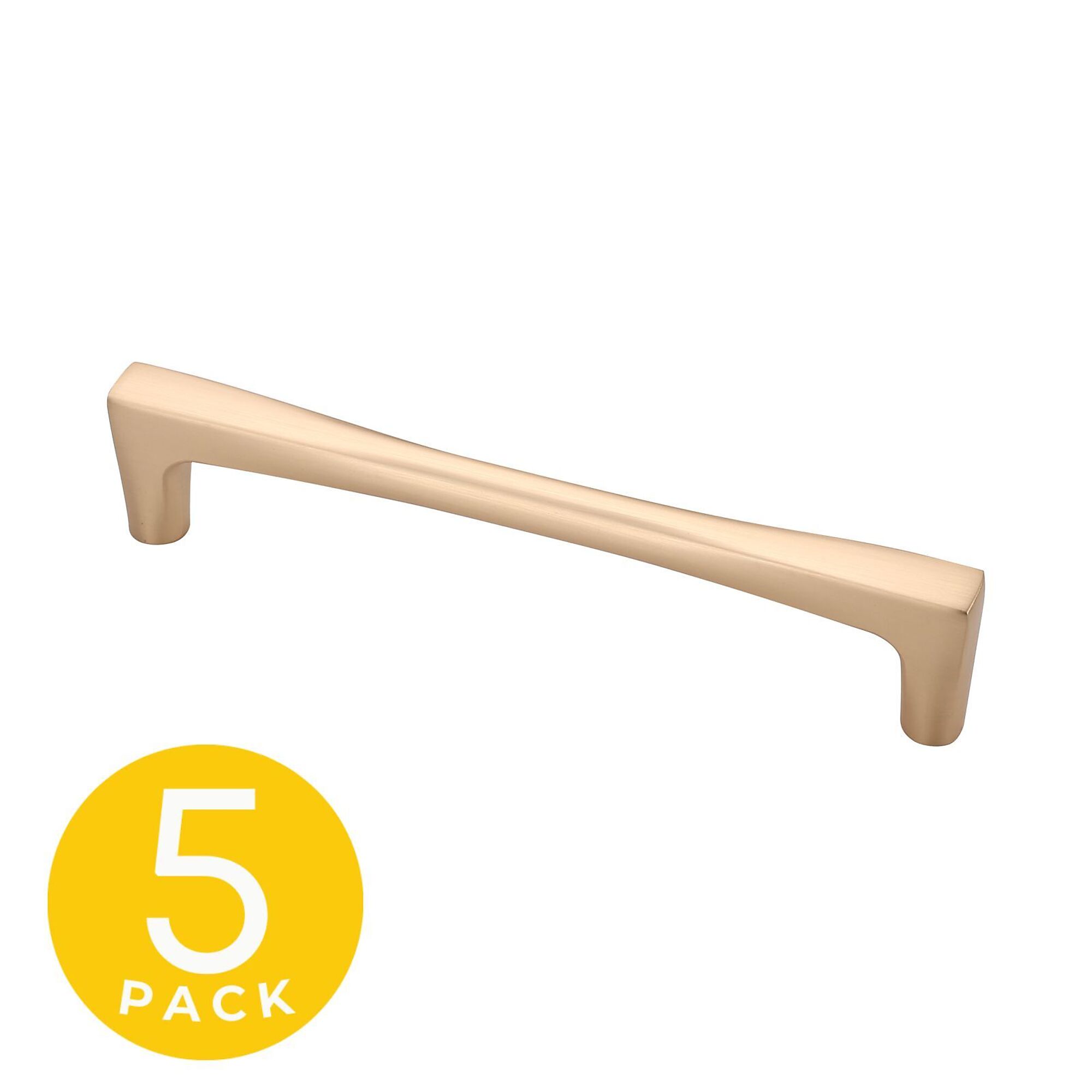 Sapphire Comet Series Modern Gold Cabinet Handle/Pull — 5in. Center-to-Center, 5 Pack, Model# SP-2075-128-BRA-5